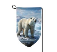 Polar Bear Ice Garden Bandiere verticali double face casa bandiera 30,5 x 45,7 cm primavera estate stagionale festa fattoria decorazione esterna