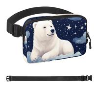 Polar Bear Lies on Clouds-1679 Marsupio da uomo e donna, marsupio con tracolla regolabile, alla moda, borsa a tracolla ovunque, per viaggi all'aperto, corsa, escursionismo, multicolore, Multicolore,