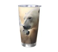 Polar Bear Love - Borraccia termica con coperchio, a doppia parete, in acciaio inox, isolata, a prova di perdite, da viaggio, per bevande calde e fredde