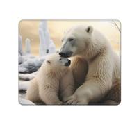 Polar Bear Love Mouse Pad Piccolo Tappetino per Mouse Bordi Cuciti Tappetino Scrivania per Accessori Scrivania Casa Computer 25X30Cm
