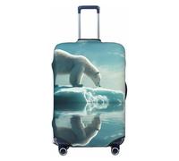 Polar Bear On Iceberg - Copribagagli da viaggio, elastico, per valigie, 45-81 cm, Nero , M
