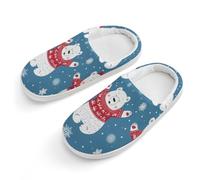 Polar Bear - Pantofole in cotone per bambini, senza lacci, per camera da letto, interni ed esterni, Colore: bianco., 32/33 EU