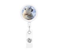 Polar Bear - Porta badge retrattile resistente, con clip per cintura, cordino retrattile, porta carte d'identità, portachiavi, clip per badge, per ufficio, infermiere, dipendenti
