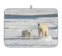 Polar Bear - Tappetino scolapiatti in microfibra con orsetto carino, assorbente, scolapiatti per cucina, cucchiaio, piatto di vetro, 45,7 x 60,9 cm