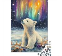 Polar Bear Under Aurora 1000 Pezzi Cartone Extra Spesso Set Di Puzzle Coppia Partner Allenamento Di Concentrazione Idea Regalo 52x38cm/1000pcs