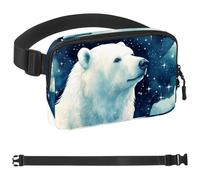 Polar Bear Under Starry Sky and White Clouds-1638 - Marsupio unisex, alla moda, per jogging, escursionismo, donna, uomo, multicolore, Multicolore, 1.5x9.0x5.9in/4x23x15cm
