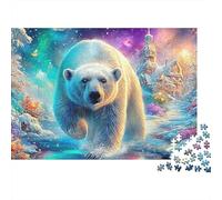 Polar Bear Walking Through Stream Puzzle Da 1000 Pezzi Polar Bear Pattern Giocattolo Educativo Per Bambini Dai 12 Anni in Su E Adulti 38x26cm/1000pcs