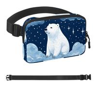Polar Bear Watching Stars-1648 - Marsupio a tracolla per uomo e donna, borsa da cintura per viaggi, casual, passeggiate, corsa, escursionismo, ciclismo, multicolore, 4 x 23 x 15 cm, Multicolore,