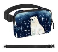 Polar Bear Watching Stars-1651 - Marsupio a tracolla per uomo e donna, borsa da cintura per viaggi, casual, passeggiate, corsa, escursionismo, ciclismo, multicolore, 4 x 23 x 15 cm, Multicolore,