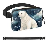 Polar Bear Watching Stars-1671 - Marsupio unisex, alla moda, sportivo, sottile, alla moda, per jogging, escursionismo, escursionismo, donna, uomo, multicolore, 4 x 23 x 15 cm, Multicolore,