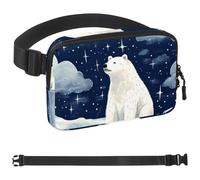 Polar Bear Watching Stars-1678 - Marsupio a tracolla per uomo e donna, borsa da cintura per viaggi, casual, passeggiate, corsa, escursionismo, ciclismo, multicolore, 4 x 23 x 15 cm, Multicolore,