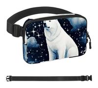 Polar Bear Watching Stars-1681 - Marsupio a tracolla per uomo e donna, borsa da cintura per viaggi, casual, passeggiate, corsa, escursionismo, ciclismo, multicolore, 4 x 23 x 15 cm, Multicolore,