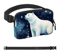 Polar Bear Watching Stars-1684 - Marsupio a tracolla per uomo e donna, borsa da cintura per viaggi, casual, passeggiate, corsa, escursionismo, ciclismo, multicolore, 4 x 23 x 15 cm, Multicolore,
