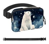 Polar Bear Watching Stars-1687 - Marsupio a tracolla per uomo e donna, borsa da cintura per viaggi, casual, passeggiate, corsa, escursionismo, ciclismo, multicolore, 4 x 23 x 15 cm, Multicolore,
