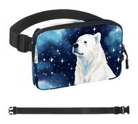 Polar Bear Watching Stars-1732 - Marsupio a tracolla per uomo e donna, borsa da cintura per viaggi, casual, passeggiate, corsa, escursionismo, ciclismo, multicolore, 4 x 23 x 15 cm, Multicolore,