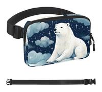 Polar Bear Watching Stars-1741 - Marsupio a tracolla per uomo e donna, borsa da cintura per viaggi, casual, passeggiate, corsa, escursionismo, ciclismo, multicolore, 4 x 23 x 15 cm, Multicolore,