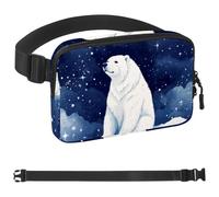 Polar Bear Watching Stars-1744 - Marsupio a tracolla per uomo e donna, borsa da cintura per viaggi, casual, passeggiate, corsa, escursionismo, ciclismo, multicolore, 4 x 23 x 15 cm, Multicolore,