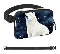 Polar Bear Watching Stars-1747 - Marsupio a tracolla per uomo e donna, borsa da cintura per viaggi, casual, passeggiate, corsa, escursionismo, ciclismo, multicolore, 4 x 23 x 15 cm, Multicolore,