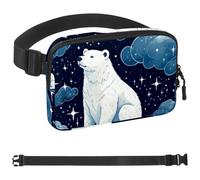 Polar Bear Watching the Sky-1720 - Marsupio a tracolla per uomo e donna, borsa da cintura per viaggi, casual, passeggiate, corsa, escursionismo, ciclismo, multicolore, 4 x 23 x 15 cm, Multicolore,