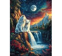 Polar Bears at A Waterfall Under The Moon Rompicapo 500 Pezzi Difficili Per Adulti Wildlife Pet Cartone Riciclato Tema Paesaggi Dettagliati Per Weekend Impegnativi Con Colla Inclusa Qualità Premium 5