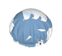 Polar Bears - Cuffia da doccia impermeabile e riutilizzabile per donne, copertura elastica per capelli, per bagno, spa, viaggi e uso quotidiano