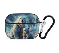 Polar Bears - Custodia protettiva per AirPods Pro 2, antiurto, rigida, per donne e uomini, compatibile con custodia Airpod Pro di 2a/1a generazione, con portachiavi, nero