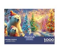 Polar Bears, Decorated Trees And Snowman Puzzle Da 1000 Pezzi Christmas Style Ottimo Regalo Per Bambini E Adulti 38x26cm/1000pcs
