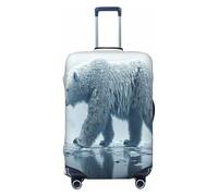 Polar Bears in Glaciers Copertura per bagagli resistente antigraffio per bagagli da 45,7 a 81,3 cm, Nero , L