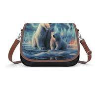 Polar Bears Northern Lights Borsa a tracolla da donna, in pelle, tracolla regolabile rimovibile, borse a mani libere
