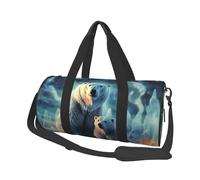 Polar Bears Northern Lights Borsa da viaggio per donne e uomini borsa da palestra grande borsone weekender borsa da notte con tracolla, nero, taglia unica, Nero , Taglia unica