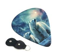 Polar Bears Northern Lights - Confezione da 6 plettri per chitarra con supporto, plettri per chitarra personalizzati, antiscivolo, portatili, per ukulele, basso, 0,71 mm, per amanti della chitarra
