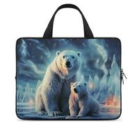 Polar Bears Northern Lights - Custodia per computer portatile da 17", ultrasottile, impermeabile, con cinghia da polso