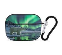 Polar Bears Northern Lights - Custodia protettiva antiurto per Airpods Pro di seconda generazione, con moschettone, anti-caduta, colore: nero