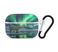 Polar Bears Northern Lights - Custodia protettiva antiurto per Airpods Pro di seconda generazione, con moschettone, anti-caduta, colore bianco