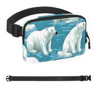 Polar Bears on the Water Surface-1586 Marsupio per uomini e donne, marsupio con tracolla regolabile, alla moda, borsa a tracolla ovunque, per viaggi all'aperto, corsa, escursionismo, multicolore,