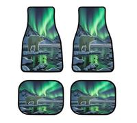 Polar Bears - Set di 4 tappetini per auto con luci del nord, antiscivolo, per auto, anteriori e posteriori, per SUV, furgoni, berline, camion, classici per tutte le stagioni