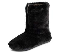 Polar Donna Memory Foam Cerniera Pelliccia Ecologica Coperta Suola Di Gomma Interno All'Aperto Accogliente Lusso Stivale Pantofole - Nero - UK7/EU40 - YC0719