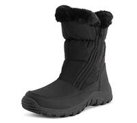 Polar Donna Memory Foam Doppia Apertura Con Zip Nylon Impermeabile Di Spessore Pelliccia Ecologica Foderato Inverno Pioggia Neve Stivales - Nero - UK10/EU43 - YC0663