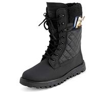 Polar Donna Memory Foam Tasca Esterna Dentro Zip Termica Impermeabile Battistrada Profondo Suola Di Gomma Neve Stivales - Nero Pelle Mono - UK3/EU36 - YC0622