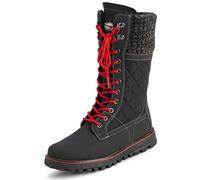 Polar Donna Pelliccia Ecologica Caldo Termica Impermeabile All'Aperto A Passeggio Neve Inverno Suola Di Gomma Calf Stivales - Nero/Rossa - UK10/EU43 - YC0606