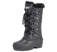 Polar Donna Tall Trapuntato Foderato Di Pelliccia La Neve Tattico Montagna Impermeabile Ginocchio A Passeggio Stivali - Nero Pelle - UK8/EU41 - YC0361