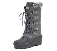 Polar Donna Tall Trapuntato Foderato Di Pelliccia La Neve Tattico Montagna Impermeabile Ginocchio A Passeggio Stivali - Grigio Tessile - UK8/EU41 - YC0362