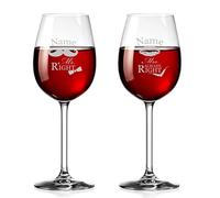 polar-effekt - Bicchieri da vino personalizzati con incisione, capacità 460 ml - motivo: “Mr. & Mrs. Always Right” con baffi e bacio - regalo per matrimonio