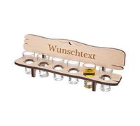 polar-effekt Panchina in legno personalizzata con 6 bicchieri, ideale per compleanni, anniversari o addio, realizzata in legno, motivo testo desiderato