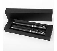 polar-effekt Set di penne a sfera grigio con incisione grigia con custodia in cartone - 1 penna a sfera - 1 penna a sfera - scrittura nera - produzione tedesca - di alta qualità ed elegante