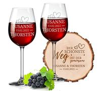 polar-effekt Set regalo per vino da 3 pezzi, 2 bicchieri da vino rosa + 1 disco di legno con incisione personalizzabile, motivo il modo più bello - cristallo - amanti del vino