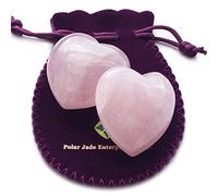 Polar Jade Puffy Heart Hand-Carved of 100% Natural Crystal Stones for Chakra Energy Healing, Meditaion, Massage And Decoration (Set of 2)