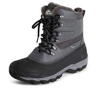 Polar Uomo Impermeabile Suola Battistrada Profondo Pelliccia Ecologica Foderato Inverno Durevole Neve Stivales - Grigio Allacciare - UK12/EU46 - YC0683