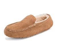 Polar Uomo Mocassinos Australiano Camoscio Montone Casa Pelliccia Pantofole - TAN42 AYC0253