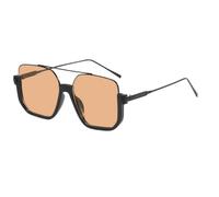 Polarised Sunglasses - Summer Vintage Trendy Polarized Double Bridge for UV Protection, Eye Shield Glasses with Lightweight Frame for Men Women Outdoor Driving, Beach, Travel Use, 5.67x2.2 inches, Tè
